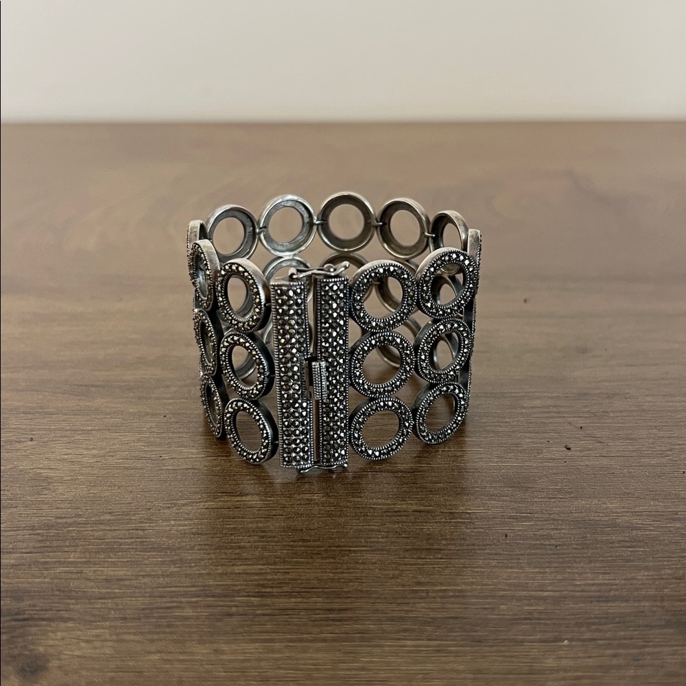 925 Sterling Silver Circle Link Statement Bracele… - image 2